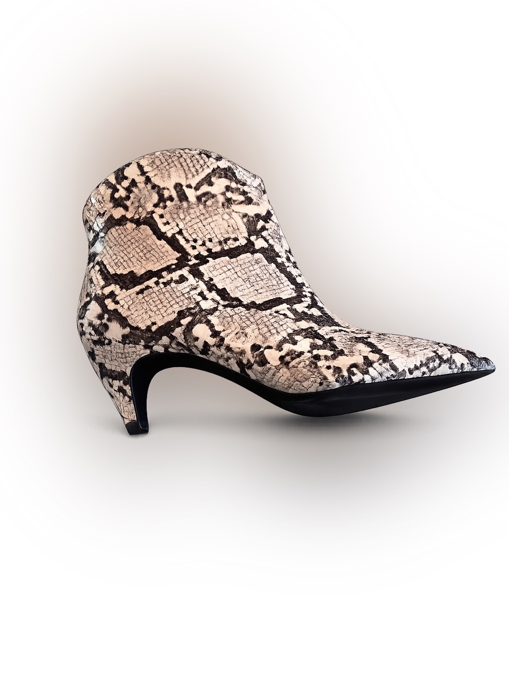 Women's Snakeskin Print Ankle Boots Pointed Toe Kitten Heel Fashion Booties